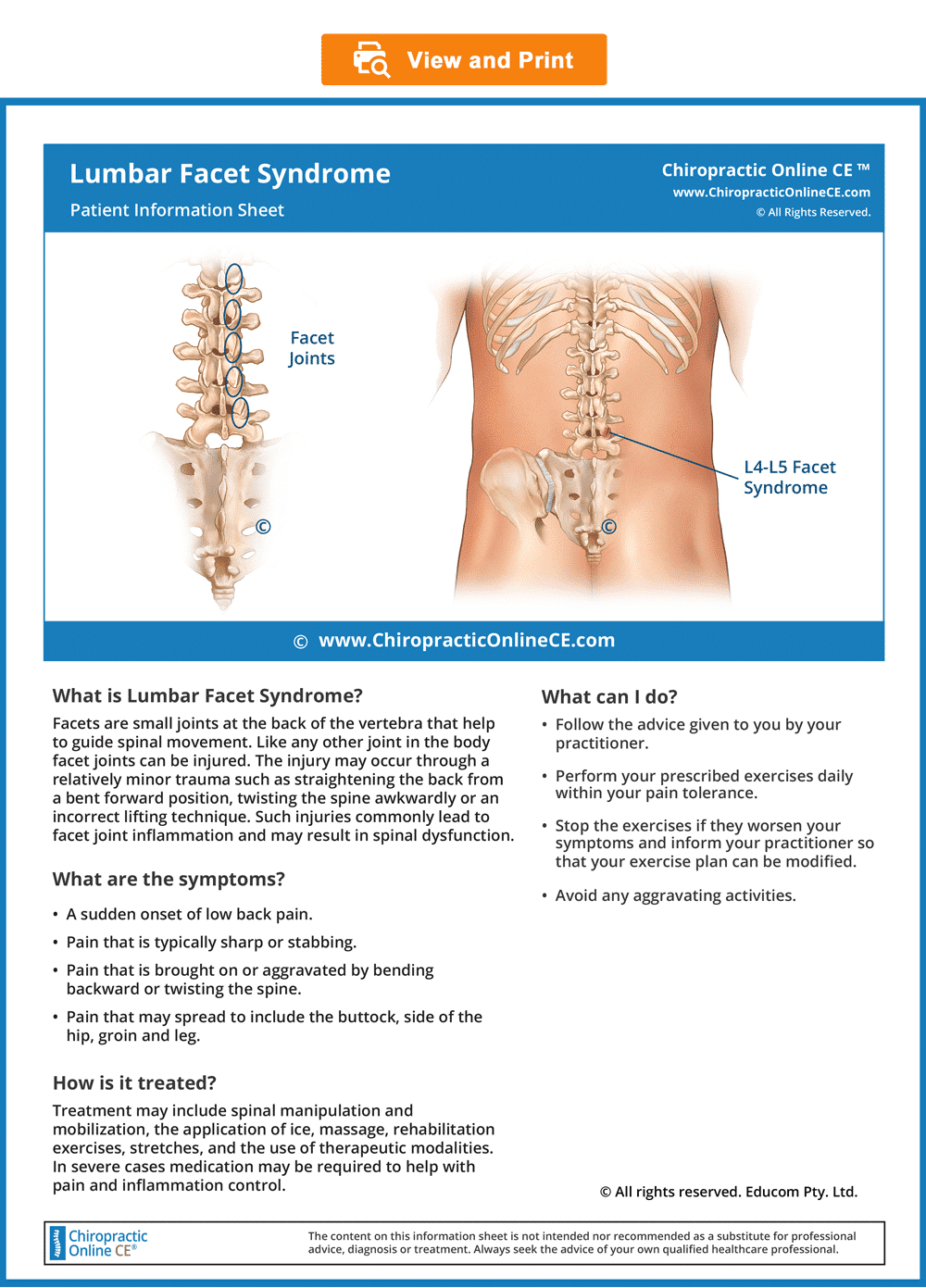 Unit 4 Acute Lumbar Facet SyndromeLIFEWESTB10U4AlbertaJune22