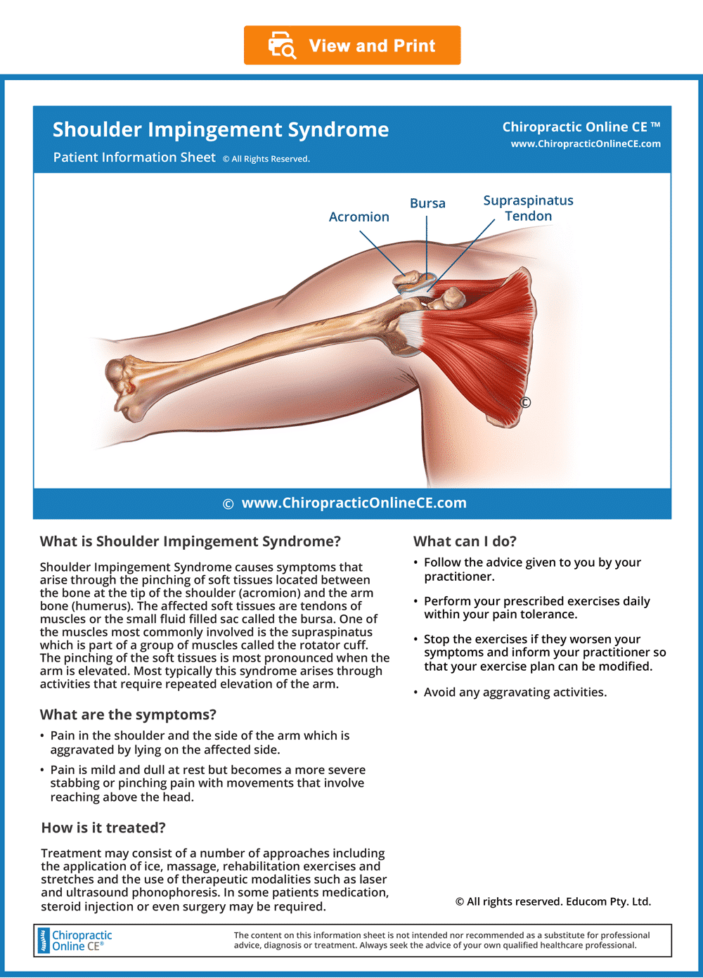 Unit Subacromial Impingement Syndrome Lifewest S U